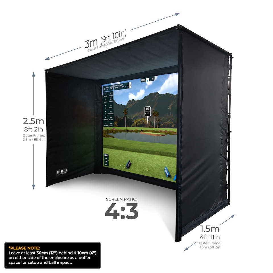image 1 of Golf Simulator Enclosure With Impact Screen - 3 x 2.5 x 1.5m