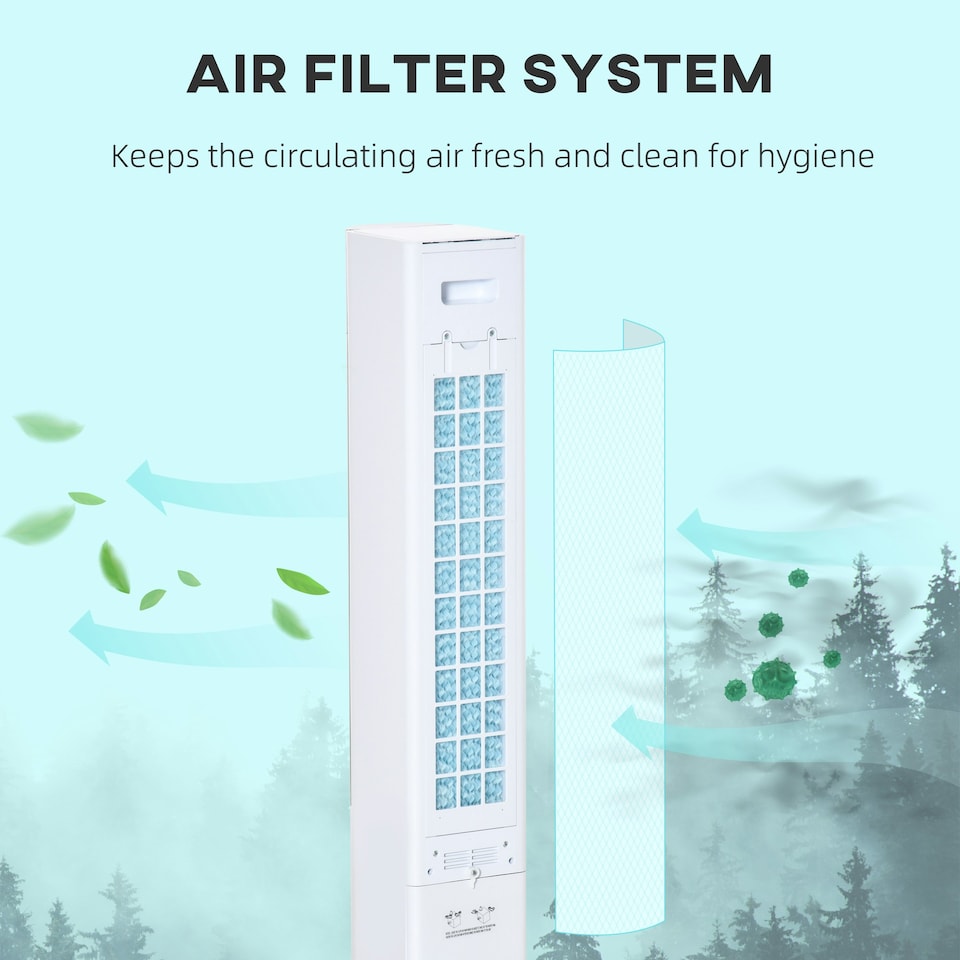 image 1 of HOMCOM Bladeless Air Cooler, Evaporative Oscillating Tower Fan Humidifier Unit