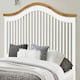 image 3 of 4ft6 Double White & oak finish chunky, strong solid wood wooden bed frame.Curved headboard head end, low foot end board