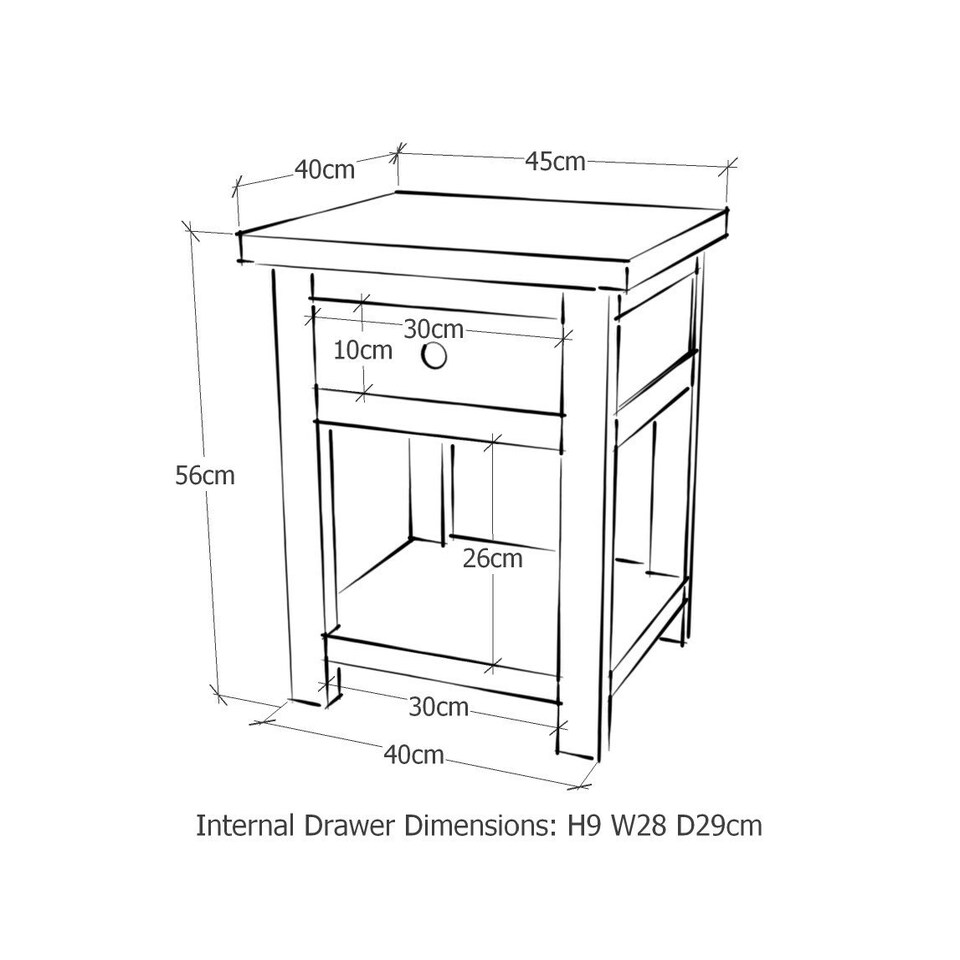 image 1 of Core Products Dunkeld 1 Drawer Bedside Cabinet, Midnight Blue H56.0cm x W45.0cm x D40.0cm Blue