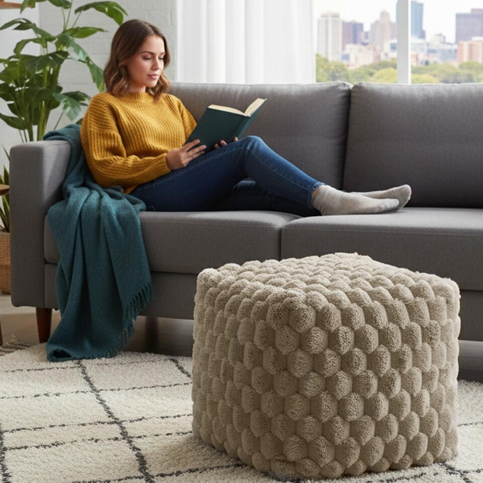 image 1 of Home Republic Chunky Popcorn Faux Fur Bean Bag