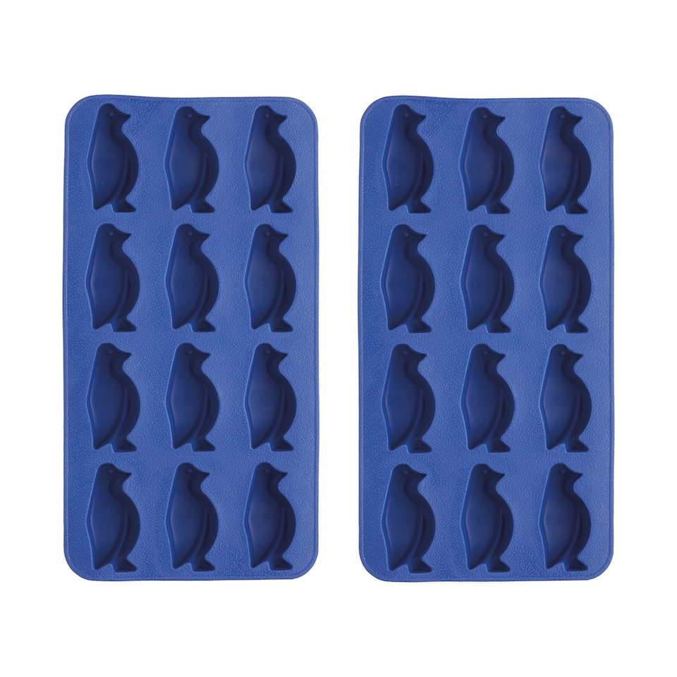 image 1 of BarCraft Set of 2 Penguin Shaped Ice Cube Trays, Flexible Silicone Easy-Release Ice Cube Moulds