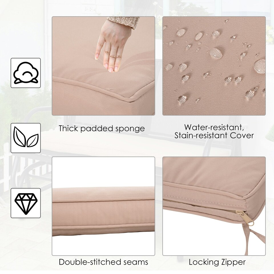 image 1 of Outsunny 2-Seater Bench Cushion Polyester Cover Seat Pad Replacement Beige