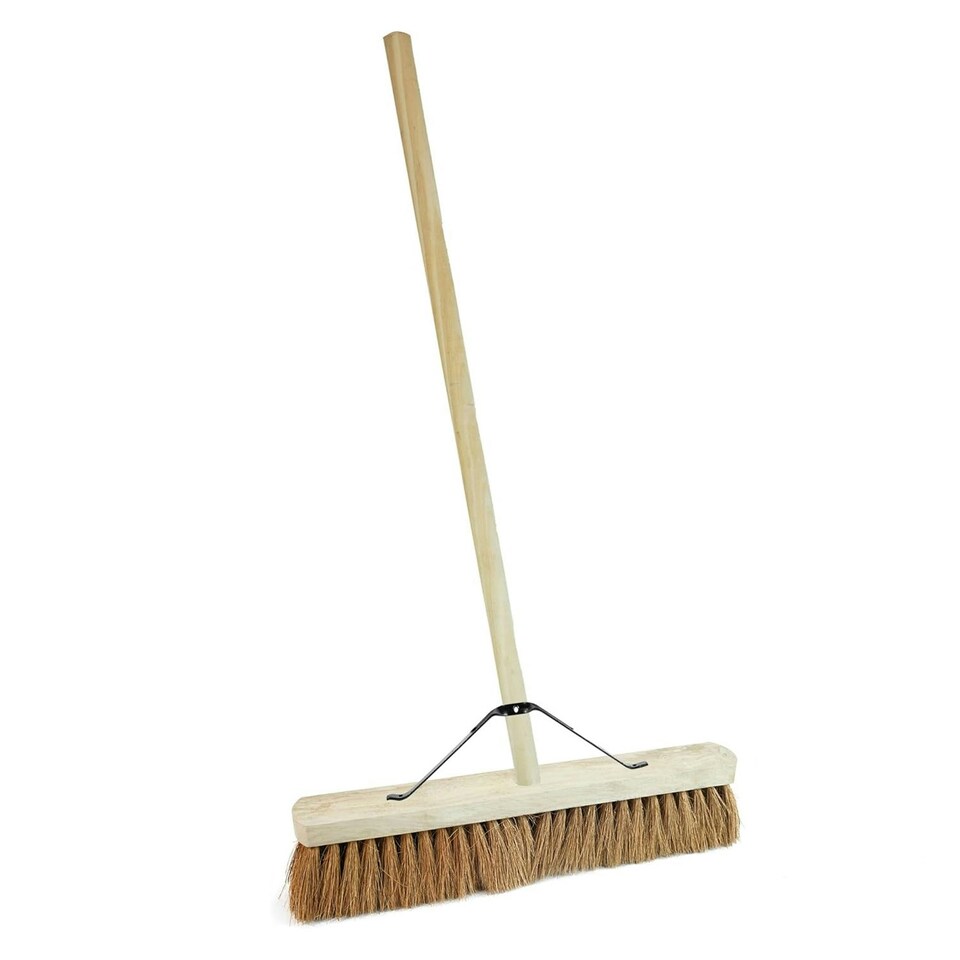 image 1 of 1 x 24" Coco Soft Bristle Sweeping Broom With Handle Perfect For The Garden Yard Or Garage