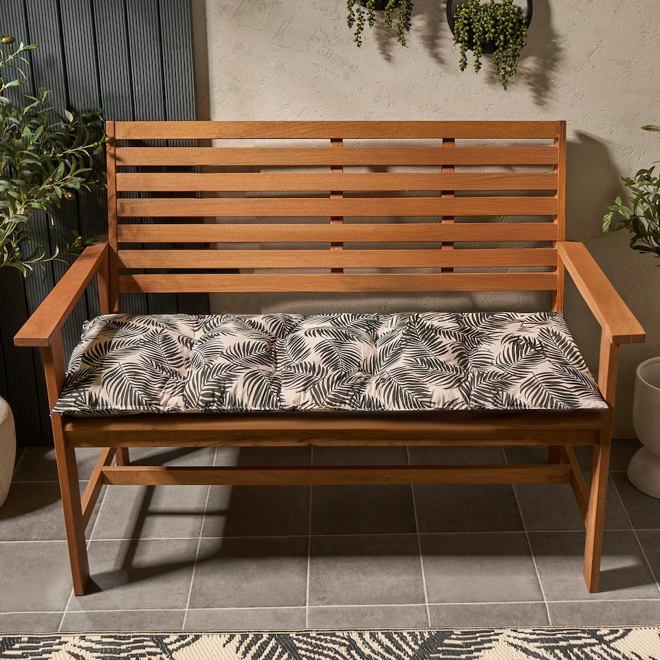 image 1 of OHS 2 Seater Outdoor Garden Patio Deck Soft Plump Waterproof Long Bench Cushion Filled Seat Pad Multi | Monochrome | 40 x 110cm