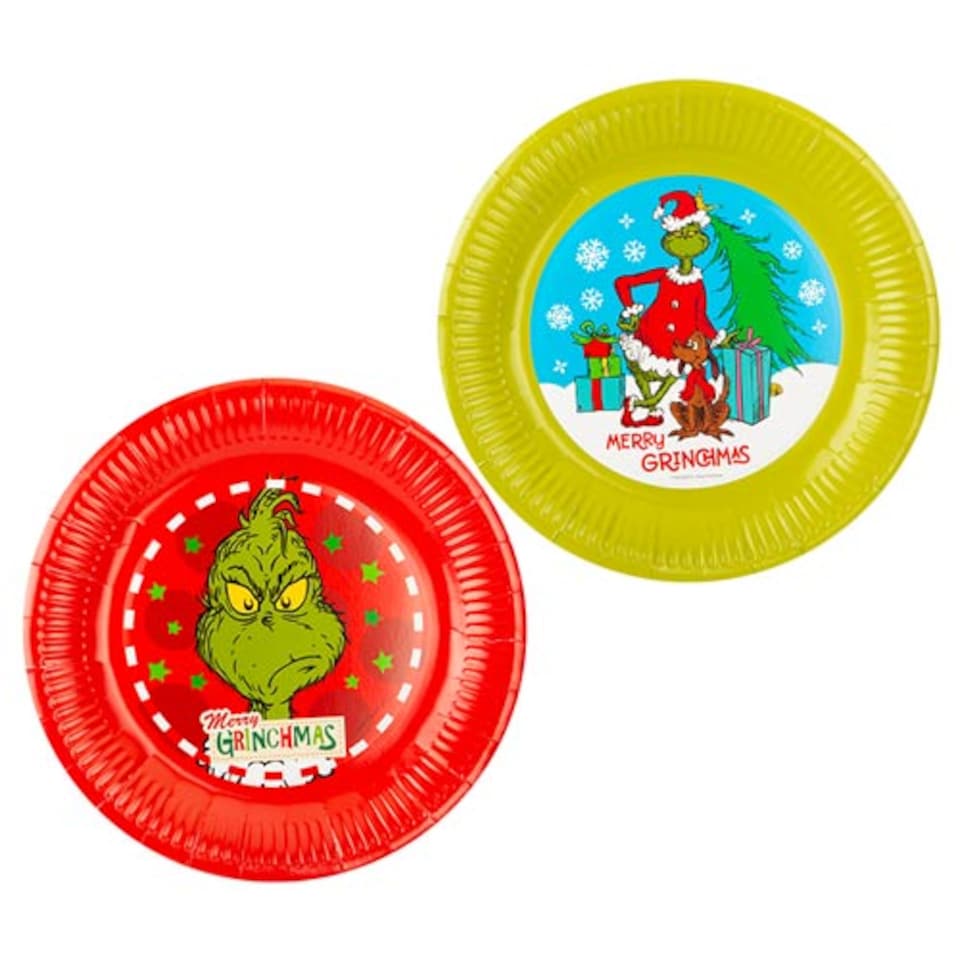 Assorted Grinch Christmas Round Paper Plates 22cm - Pack of 6