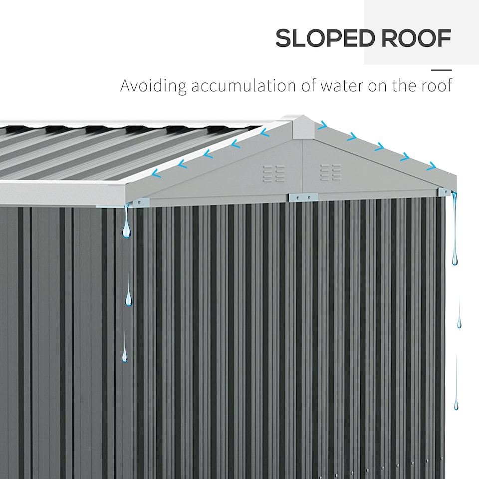 image 1 of Outsunny 14 x 8ft Outdoor Garden Metal Storage Shed with Lockable Door, Tool Storage Box for Garden, Patio and Lawn, Grey