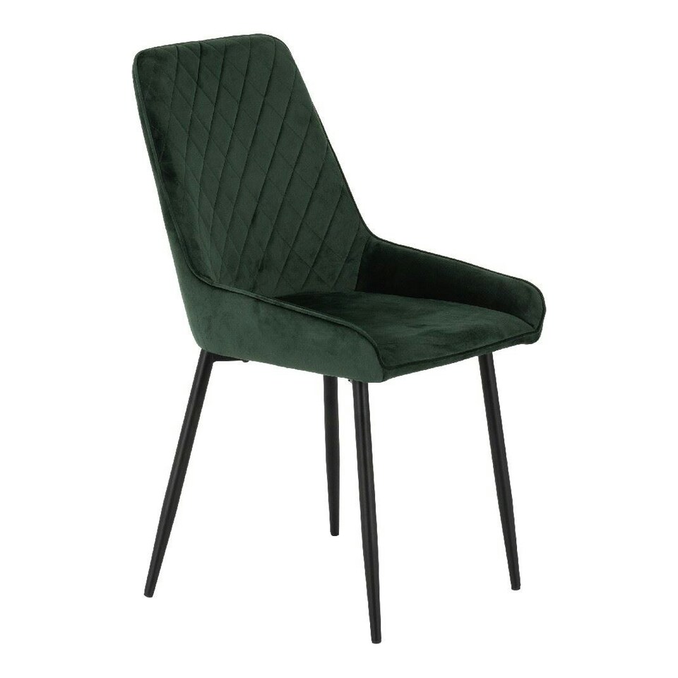 image 1 of Athens Dining Set with 4 Avery Velvet Chairs Green | Medium Oak/Emerald Green