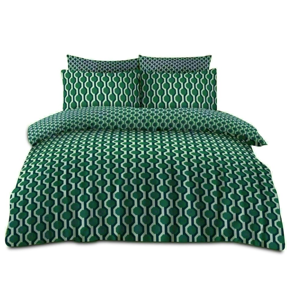 image 1 of Tylan Geometric Printed Duvet Cover Set Reversible Polycotton Beddings Multi | Double