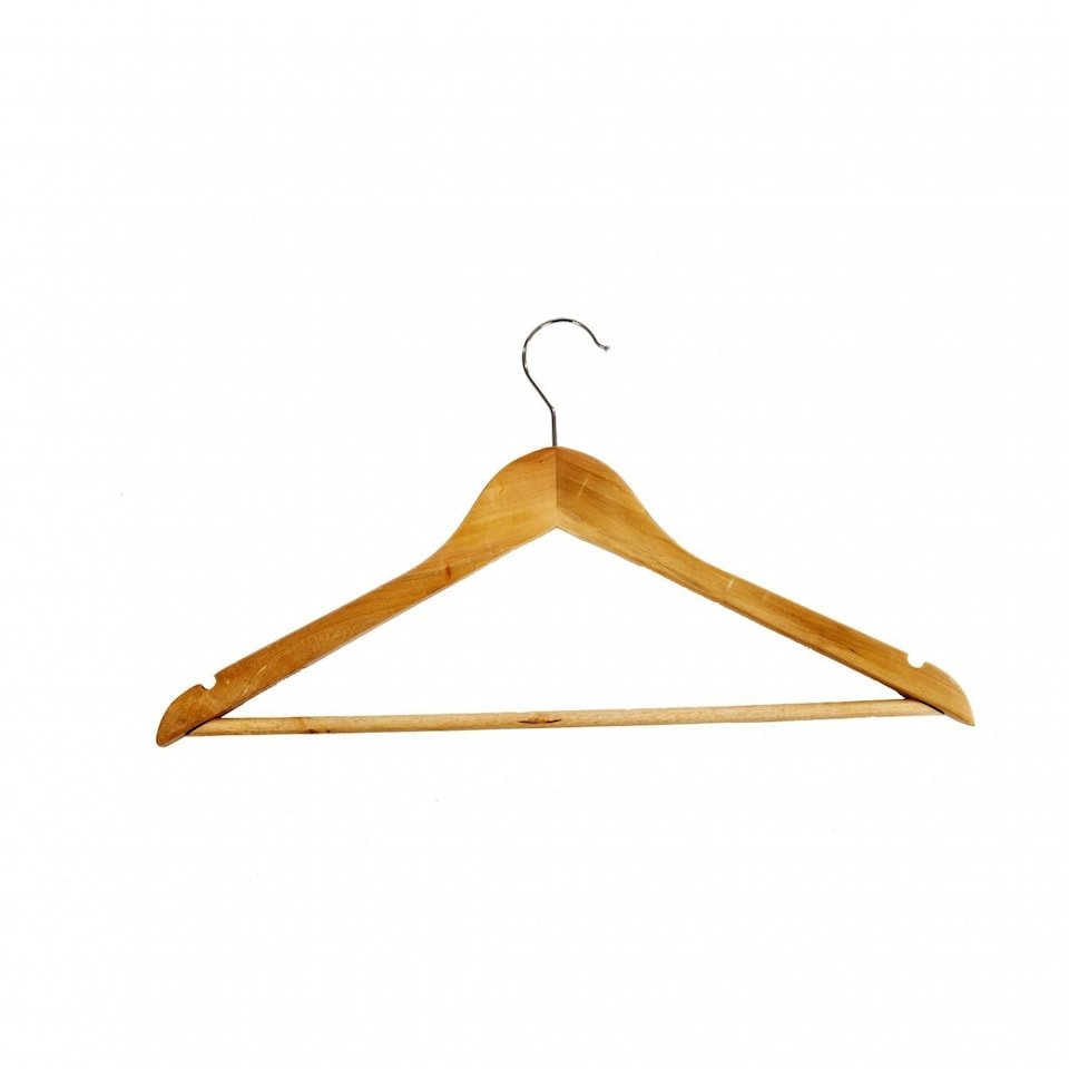 image 1 of Oypla Pack of 10 Wooden Clothes Coat Suit Hangers with Trouser Bar