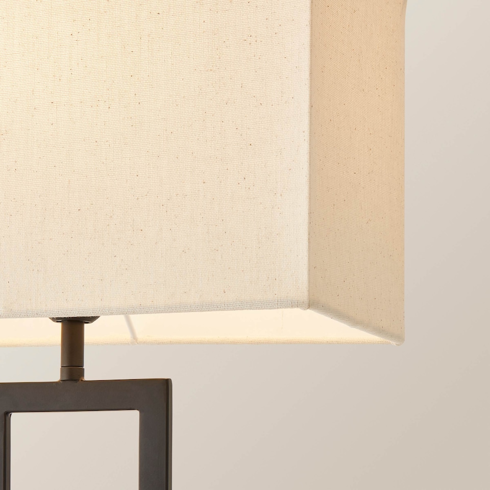 image 1 of ValueLights Gloria Black Double Stem Metal Table Lamp with Rectangular Lamp Shade | Black