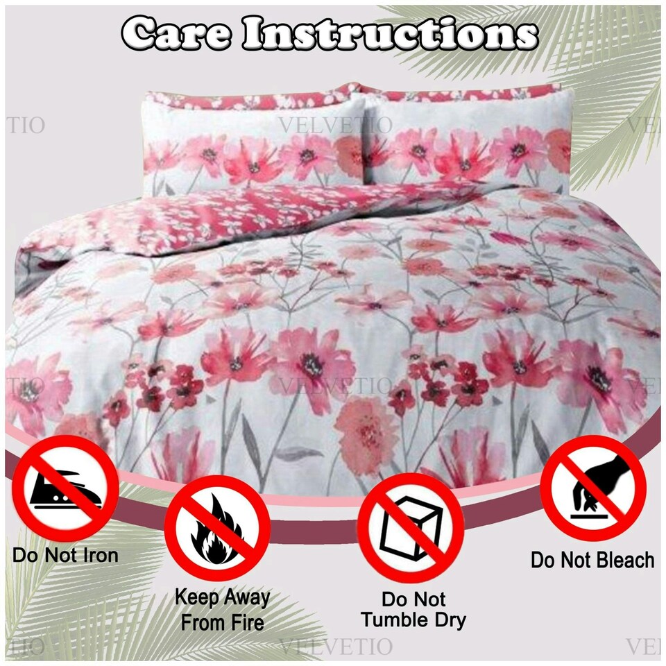 image 1 of VELVETIO Chelsea Floral Complete Duvet Cover Set with Fitted Sheet Soft Polycotton Bedding Sets Red | King