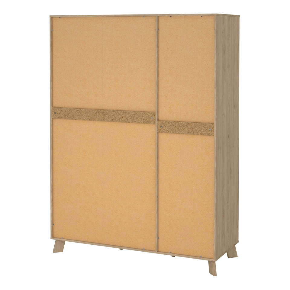 image 1 of Ikast Wardrobe 3 Doors and 2 Drawers with Mirror in Jackson Hickory and White