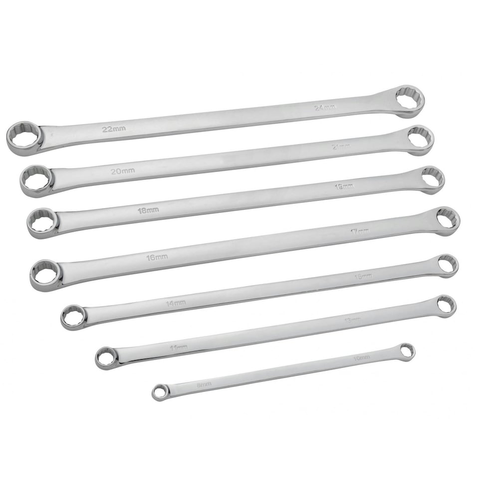 Bluespot Tools Extra Long Ring Spanner Set, 7 Piece - Multi Colour - One Size