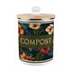 image 1 of Dark Hibiscus Compost Caddy - Metal 2L Decorative Kitchen Food Waste Bin
