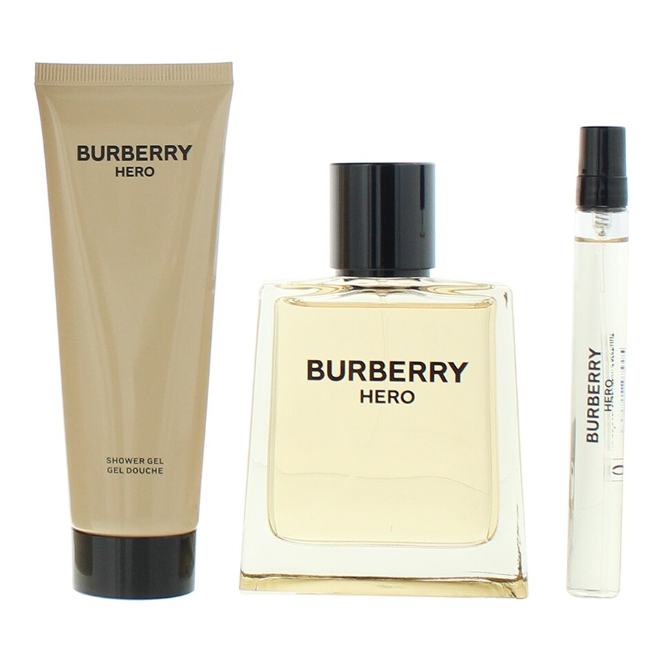image 1 of Burberry Hero For Men Eau De Toilette 100ml, Shower Gel 75ml & EDT 10ml Gift Set