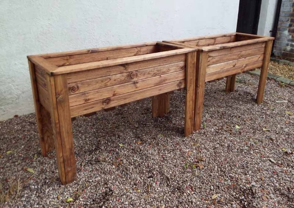 image 1 of Wiltshire (Raised) 2pc Large Trough Set - W109 x D41 x H72 - Minimal Assembly Required | Brown