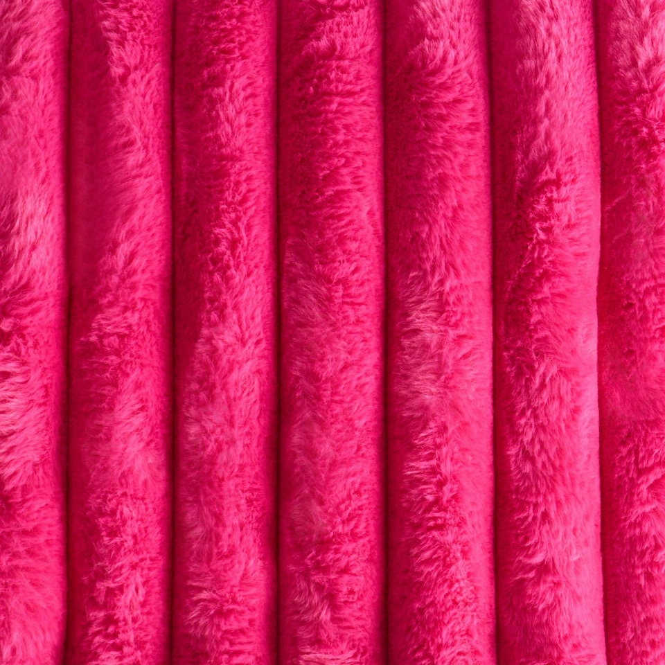 image 1 of OHS Soft Jumbo Faux Fur Ribbed Throw Blanket Pink | Hot Pink
