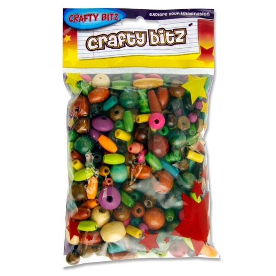 image 1 of Pack of 100g Assorted Coloured Wooden Beads by Crafty Bitz