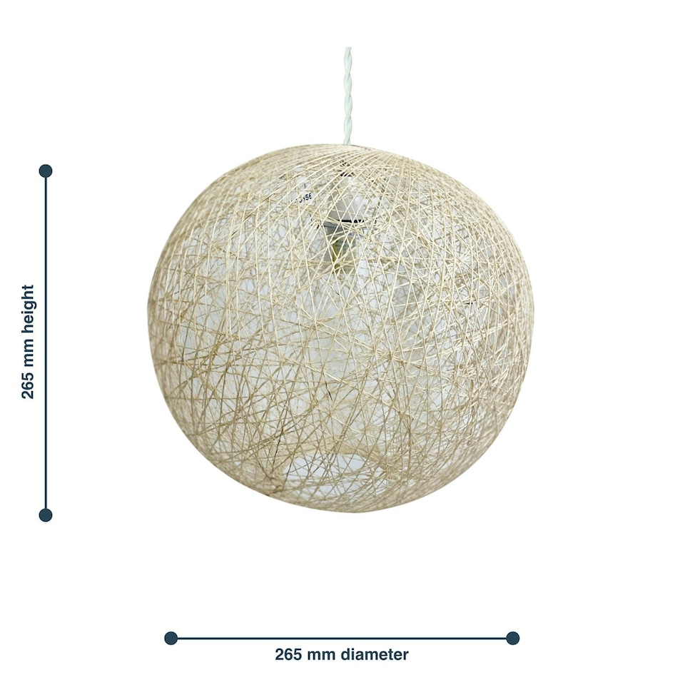 image 1 of Set of 2 Abaca - Natural 10 Globe Ceiling Light Shades" Brown