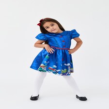 School Book Worm With Bow Headband Girls Kids Costume - Fancy Dress, World Book Day and Parties - Ages 3-10 | Blue | Blue | 3-4 years