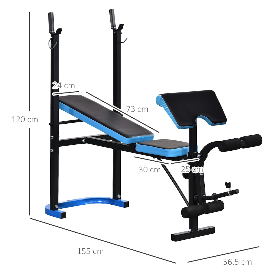 image 1 of HOMCOM Adjustable Weight Bench with Leg Developer Barbell Rack for Home Gym