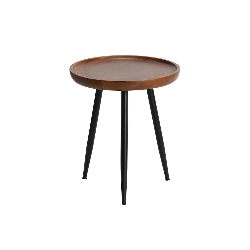 image 1 of Chervey Round Solid Mango Wood Side Table with Tri-Pin Legs Small