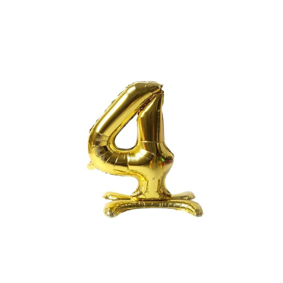 Realmax Standing Number 4 Foil Balloon - Gold - One Size