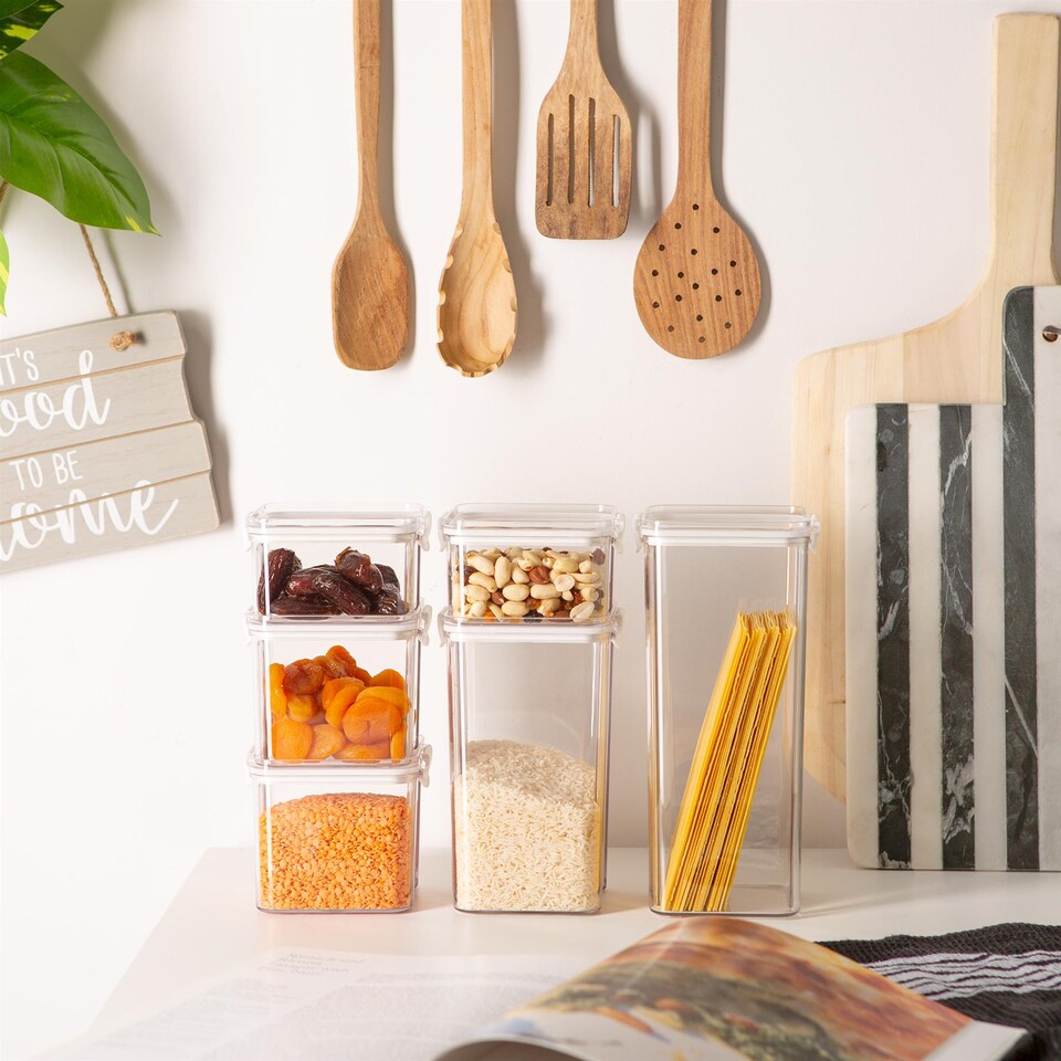 image 1 of Argon Tableware 6 Piece Food Storage Containers Set - 4 Sizes - White