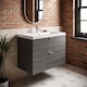 image 2 of Balterley Alrewas Contemporary 2 Drawer Wall Hung Vanity Unit with Basin, Anthracite Woodgrain, 800mm