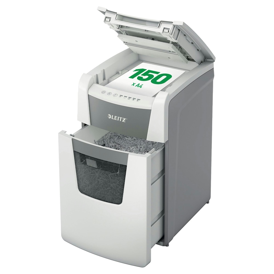 Leitz IQ AutoFeed Office 150 Micro Cut Shredder 44 Litre 150 Sheet Automatic/6 Sheet Manual White 80141000