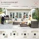 image 5 of Outsunny 8pc Rattan Sofa Garden Furniture Aluminium Outdoor Patio Set Brown