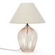 image 2 of ValueLights Olivet Blush Pink Glass Table Lamp with Fabric Tapered Lampshade Bedside Light - Bulb Included