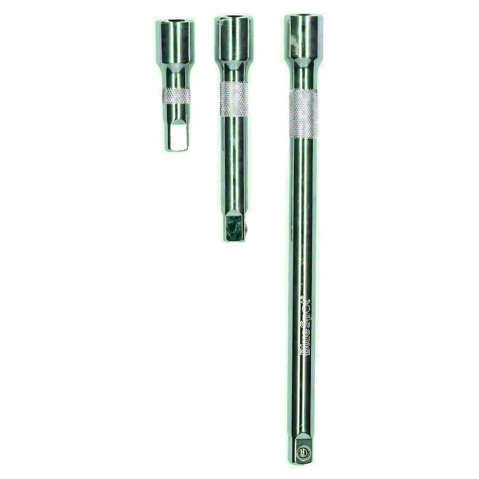 image 1 of 3pc 1/2" Drive Straight Socket Ratchet Extension Bar Set 75mm 125mm 250mm