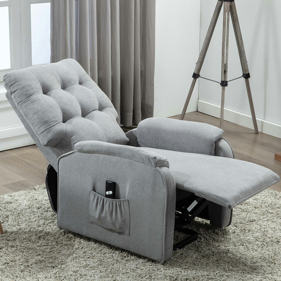 image 1 of Charlbury Fabric Single Motor Rise Recliner Electric Lift Chair (Grey)