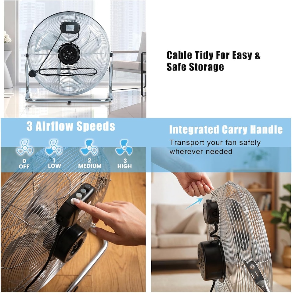 image 1 of PureMate 20-Inch High-Velocity Chrome Floor Fan