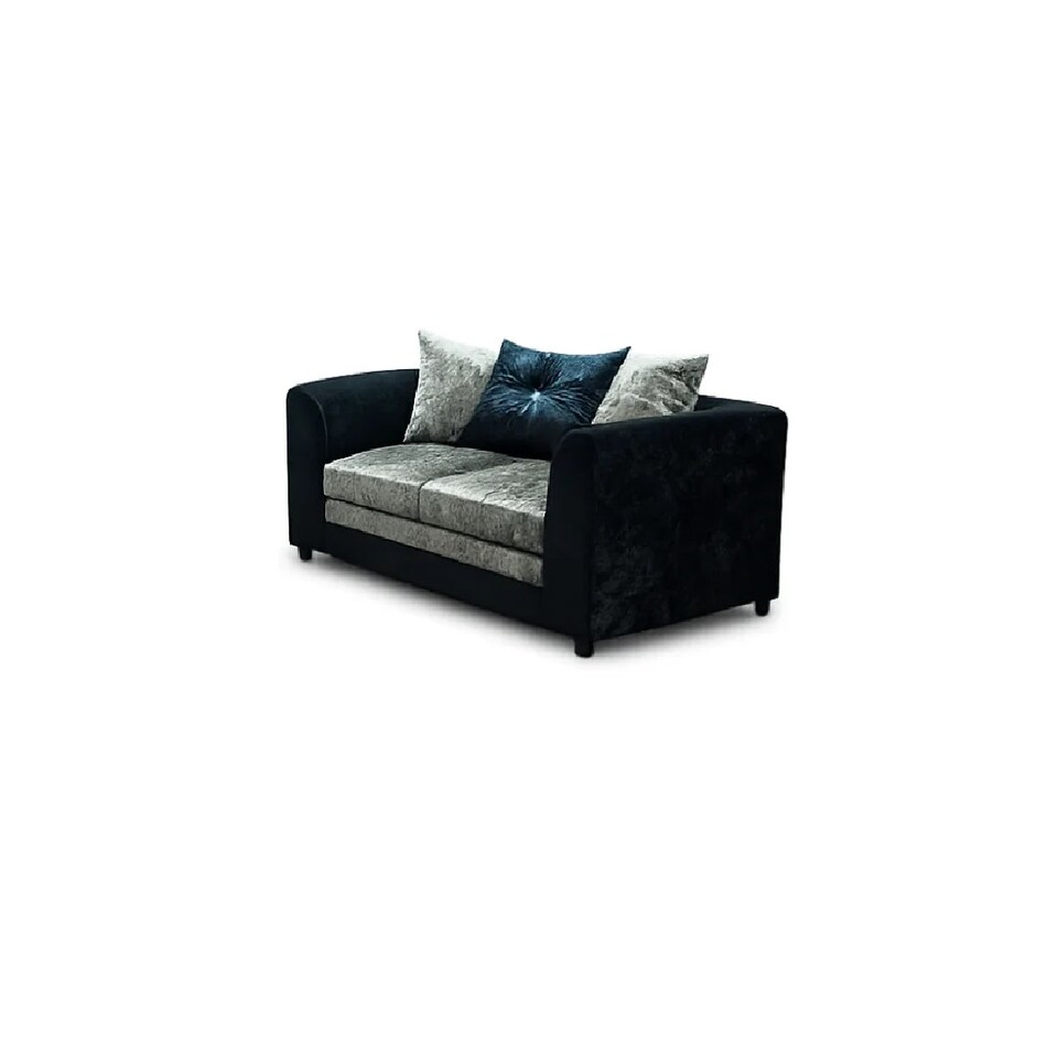 image 1 of BELLA 3+2 SEATER CRUSHED VELVET SOFA SET IN BLACK/SILVER