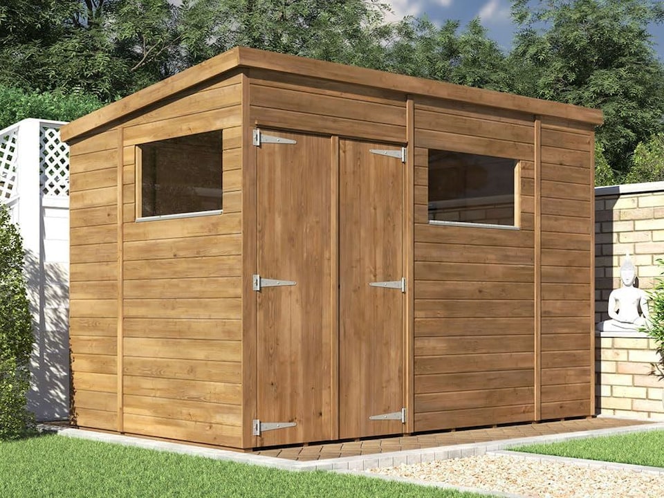 image 1 of Dunster House Shed Garden Storage Workshop 3 x 1.8m (10' x 6') 15mm Walls Window, Pent Roof, Superfelt Overlord Modular