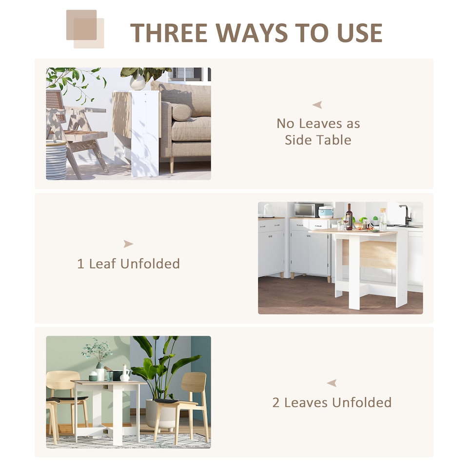 image 1 of HOMCOM Wooden Folding Dining Table Writing Desk Oak, White Home Office