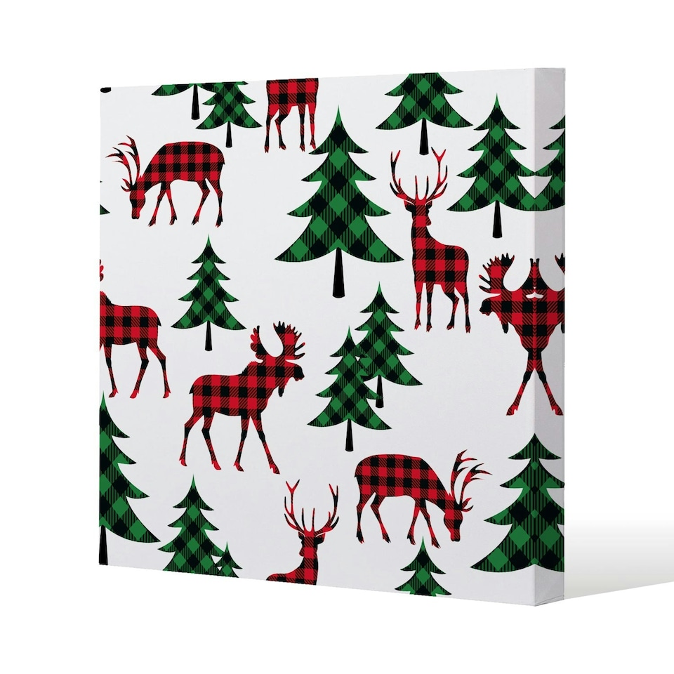 Buffalo plaid woodland (canvas) 61 x 61 x 4cm