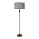 image 3 of ValueLights Maggie Black Metal Candlestick Floor Lamp with Grey Velvet Lamp Shade and LED Bulb