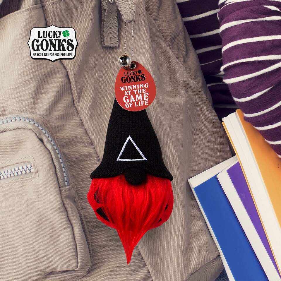 image 1 of Pre-personalised Lucky Gonk Mascot Keyring For Bag Or Backpack - Winning at the Game of Life - 136 Names and Themes Available | Black