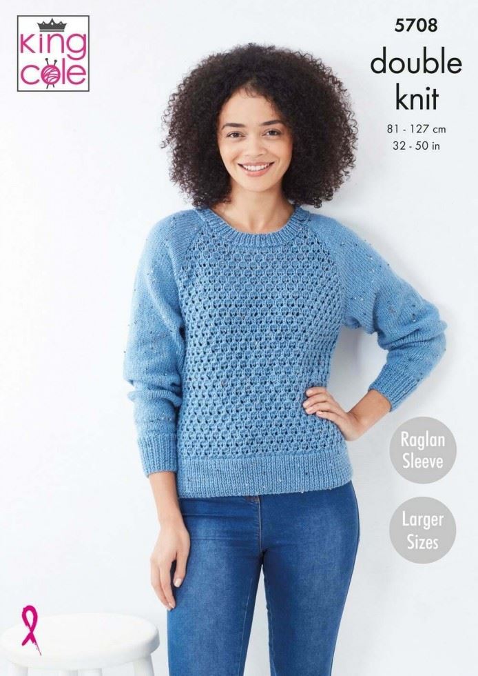 King Cole Big Value Tweed DK Knitting Pattern 5708, Cardigans and Sweaters for Women - 32 - 50 Inches