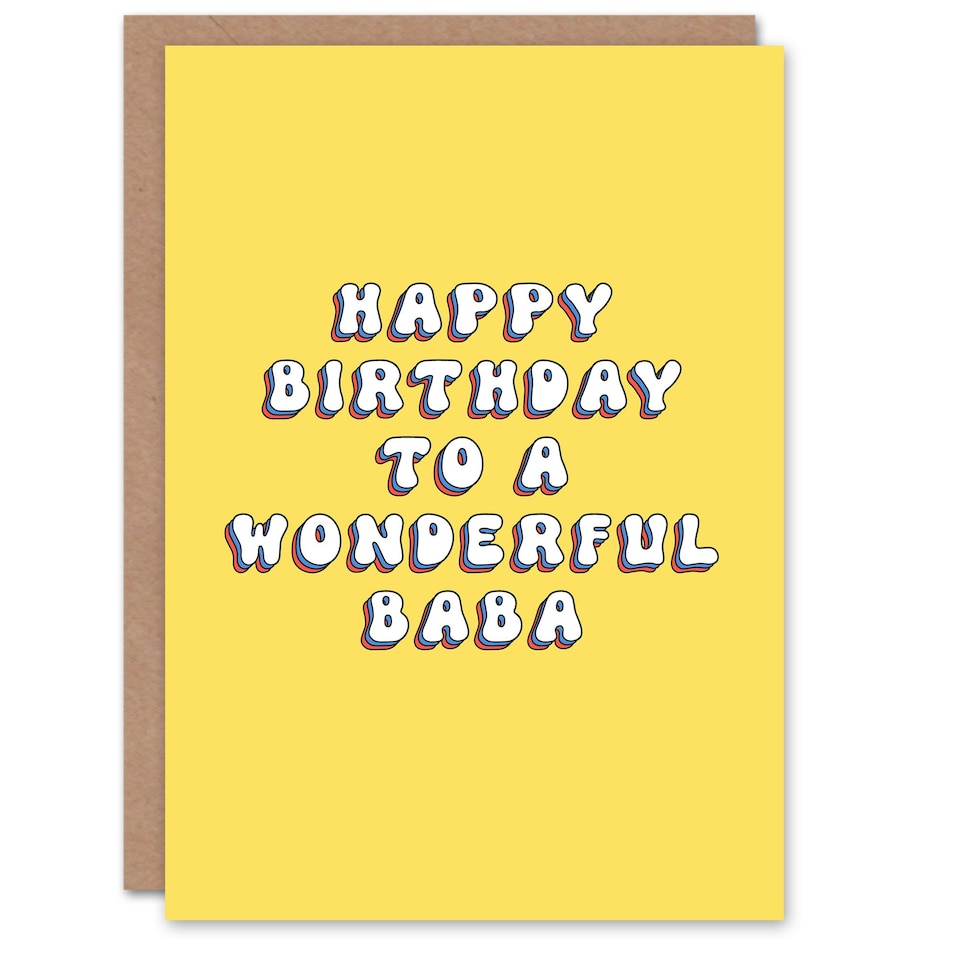 image 1 of Wonderful Baba Bright Fun Hippie Letters Non Binary Birthday Card