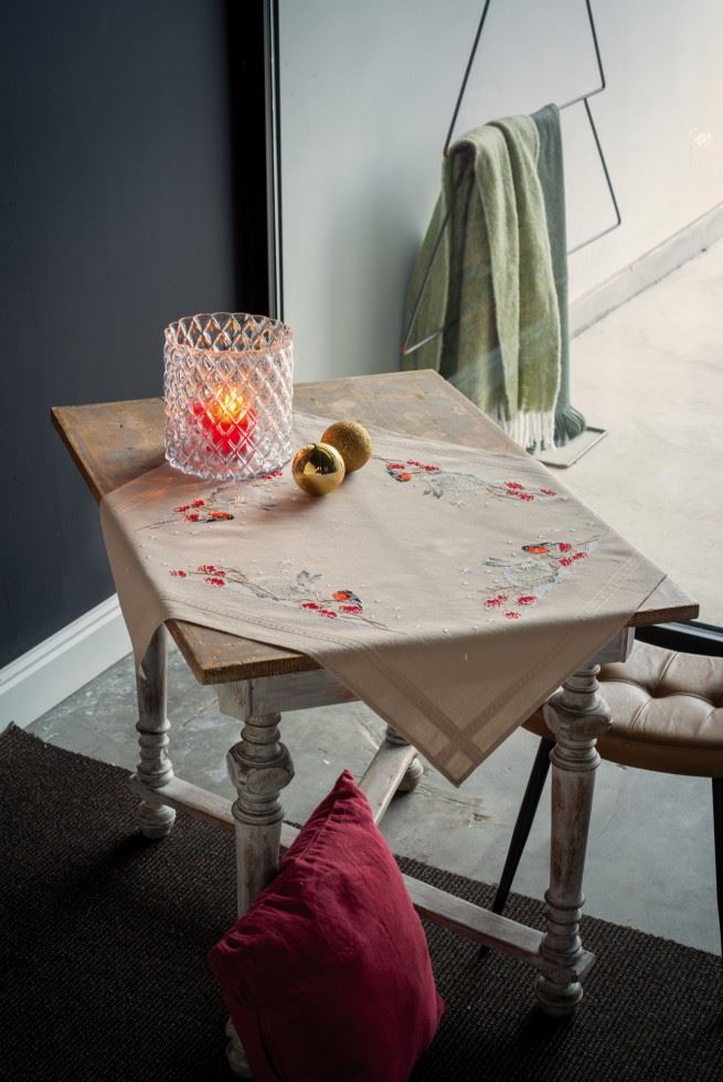 Vervaco Embroidery Kit Tablecloth Snow Hare and Goldfinch