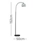 image 3 of ValueLights Curva Gloss Black Floor Lamp with Silver Dome Shade and LED Bulb