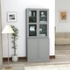 image 2 of HOMCOM Modern Bookcase Display Storage Cabinet Grey