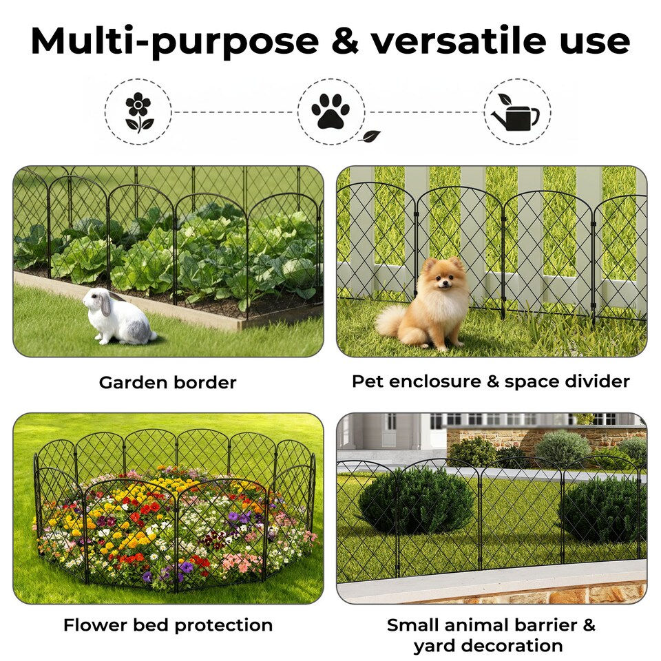 image 1 of Levede 10 Pack Metal Garden Fence Decorative Animal Barrier Pet Border Outdoor | Black