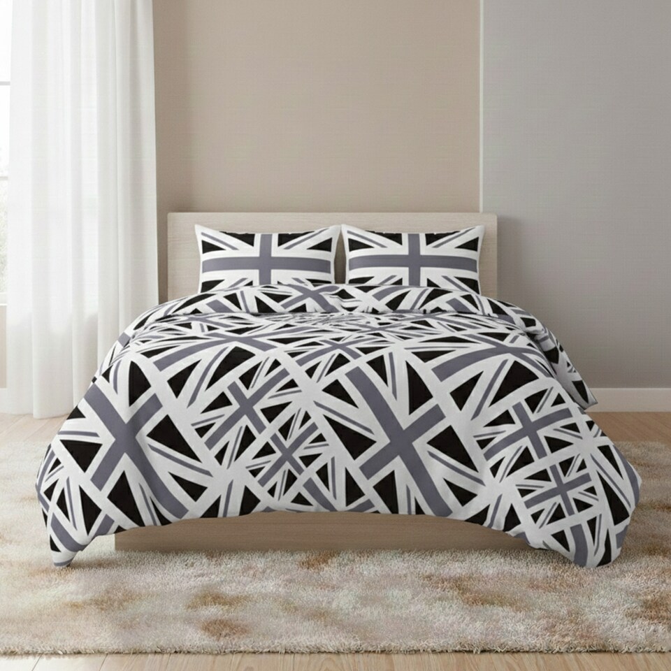 image 1 of Union Jack Duvet Cover Set Trendy British Flag Bedding Bedroom Decor | Blue | Super King