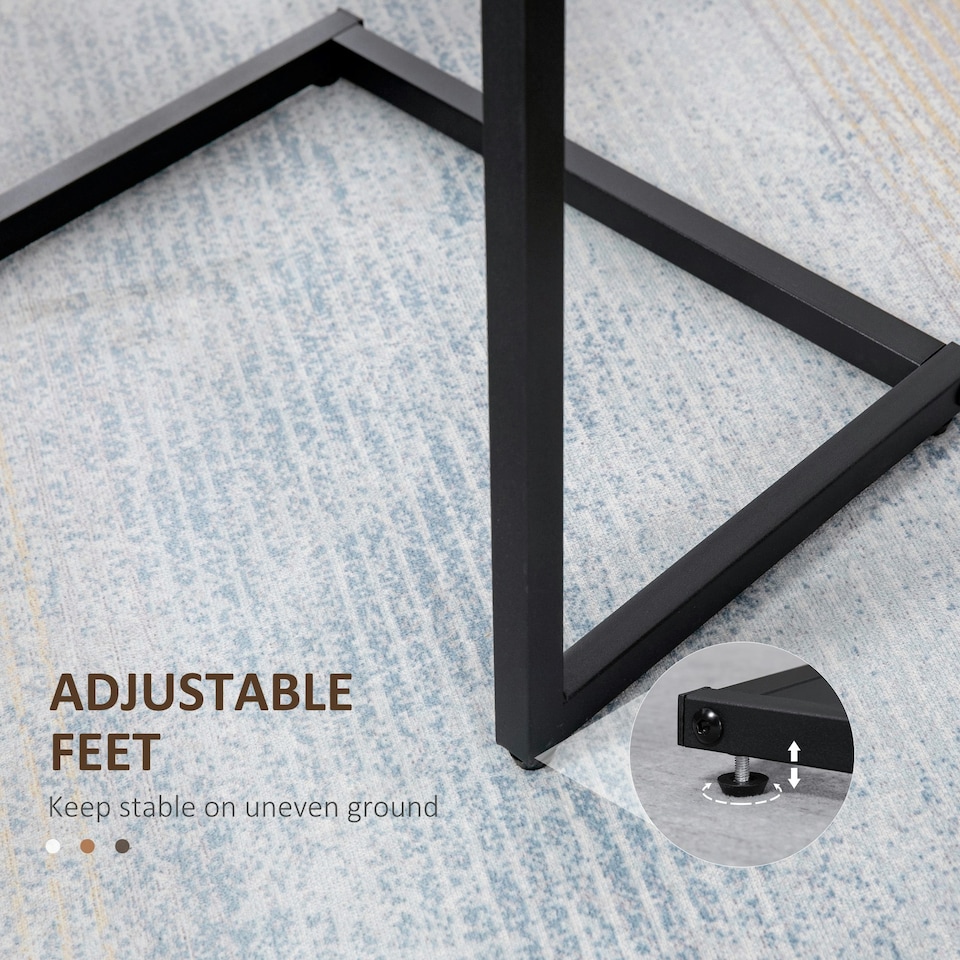 image 1 of HOMCOM C-Shaped Nesting Tables Set of 3 with Steel Frame, Rustic Brown Brown